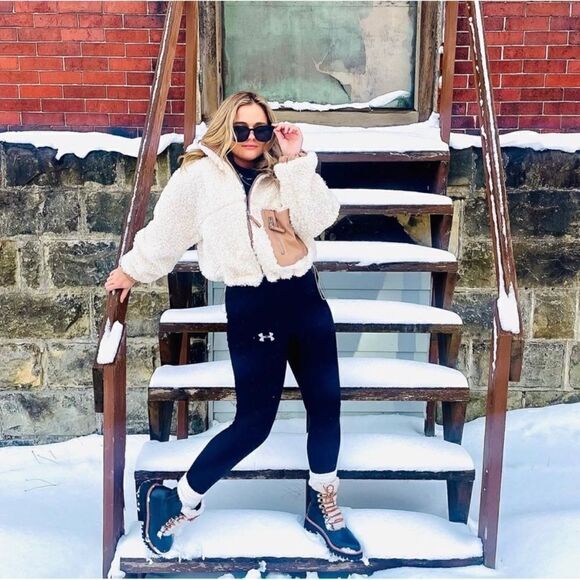 BLANKNYC Faux Shearling with Faux Leather Trim Bomber Jacket, Size XS - Picture 6 of 13